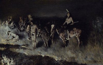 The Grass Fire (Backfiring) by Frederic Remington